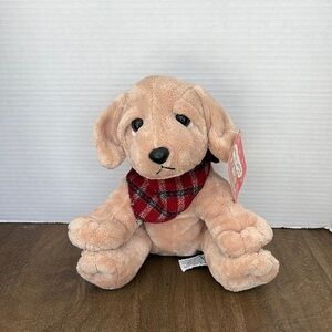 Russ‎ Animal Junction Plush Lab with Red Plaid Bandana
